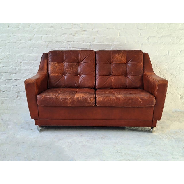 Mid-Century Patchwork Tufted Leather Sofa, 1960s For Sale - Image 4 of 7