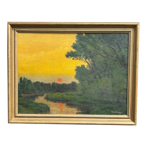 Early 20th C. American Luminist Original Oil on Canvas - Artist Signed, Original Frame