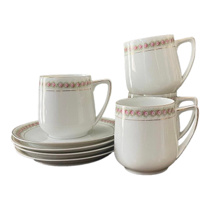 Set of Four (4) Vintage Art Deco Rosenthal Teacups and Saucers in Donatello