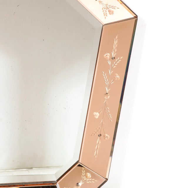 Mid-Century Modern Mid-Century Modernist Shadowbox Mirror With Reversed Etching in Smoked Rose For Sale - Image 3 of 11