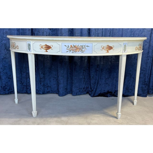Hand-Painted Floral Demi-Lune Console Table – Vintage Elegance with Timeless Charm Elevate your interior with this...