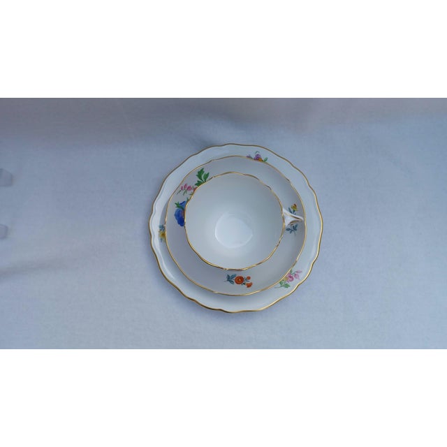 Vintage Porcelain Coffee & Tea Trio Set with Hand-Painted Blue Anemone from Meissen , 1970, Set of 3 For Sale - Image 9 of 10
