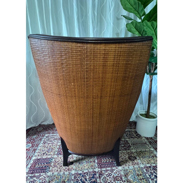 1960s Sculptural Mid-Century Modern Bentwood Lounge Chair With Cane Panels and Leather Seat For Sale - Image 4 of 6