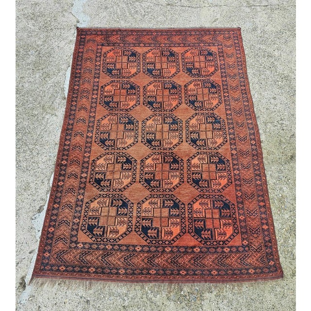 Afghan Ersari Rug in Hand-Knotted Wool with Silk Details, 1920s For Sale - Image 13 of 13