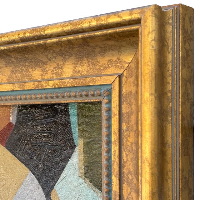 Contemporary Warm Abstract Oil Painting in Vintage Gold Frame For Sale In New York - Image 6 of 6