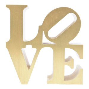 Vintage 1970's Robert Indiana Brass Love Paperweight Sculpture