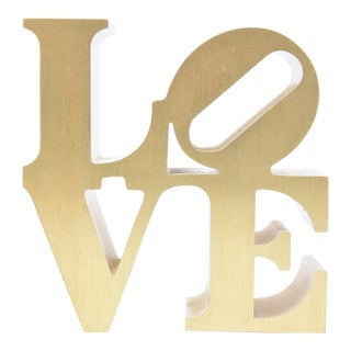 Vintage Robert Indiana Brass Love Sculpture Paperweight 1970's For Sale