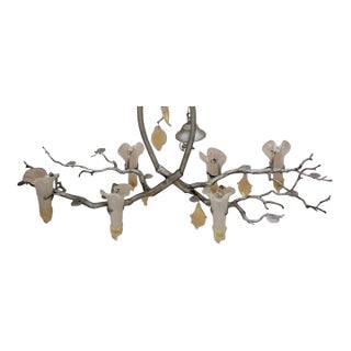 Vintage Murano Gold Flake Glass Chandelier With "Silver" Branches For Sale