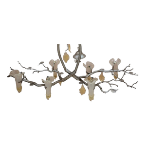 Vintage Murano Gold Flake Glass Chandelier With "Silver" Branches