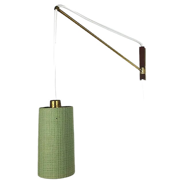 Danish Brass and Teak Wall Light, 1960s For Sale