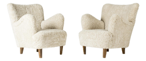 Set of Swedish Modern Sheepskin Lounge Chairs, 1940s