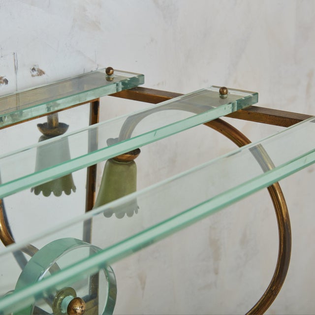 Italian Fontana Arte Style Brass + Glass Wall Mounted Coat Rack, 1950s For Sale - Image 16 of 18