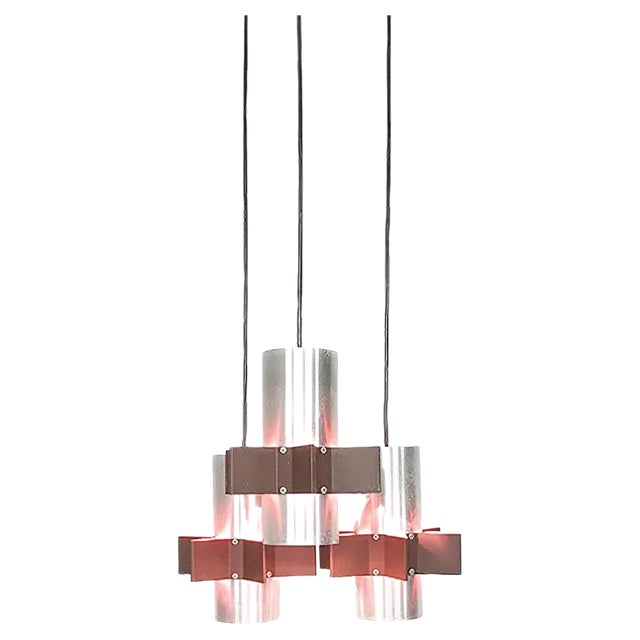 Aluminum Star-Shaped Pendant Lamp, 1960s For Sale