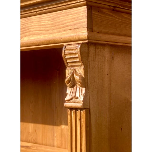 Pine Bookcase With Half Doors From Armoire For Sale - Image 14 of 16