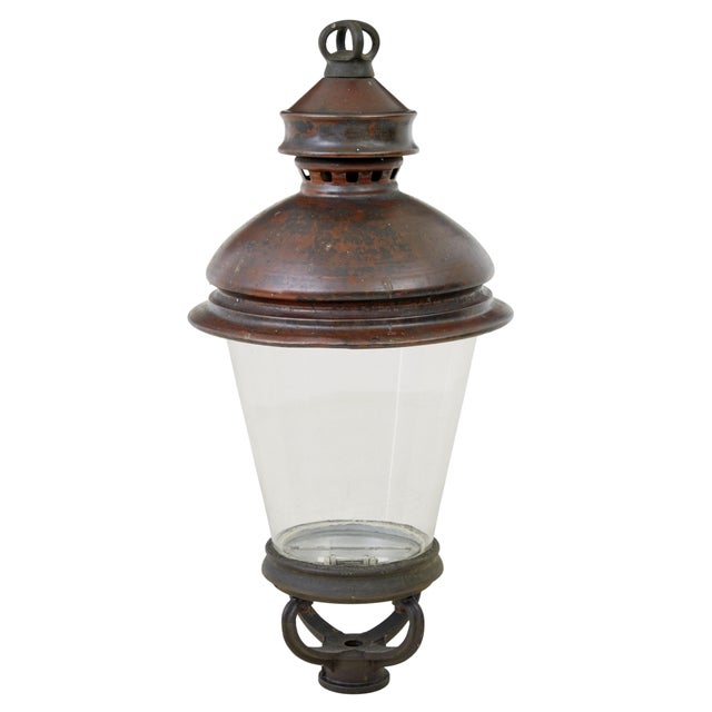 19th century french large copper and glass lantern, circa 1880. here we offer a great opportunity to make a light for...