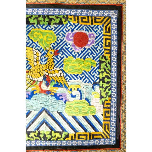 Chinese 19th Century Chinese Vibrant Silk Embroidered Mandarin Rank Badge Square For Sale - Image 3 of 6
