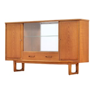 1960s Mid Century Teak China Display Cabinet Sideboard by Jentique Furniture, Attributed For Sale