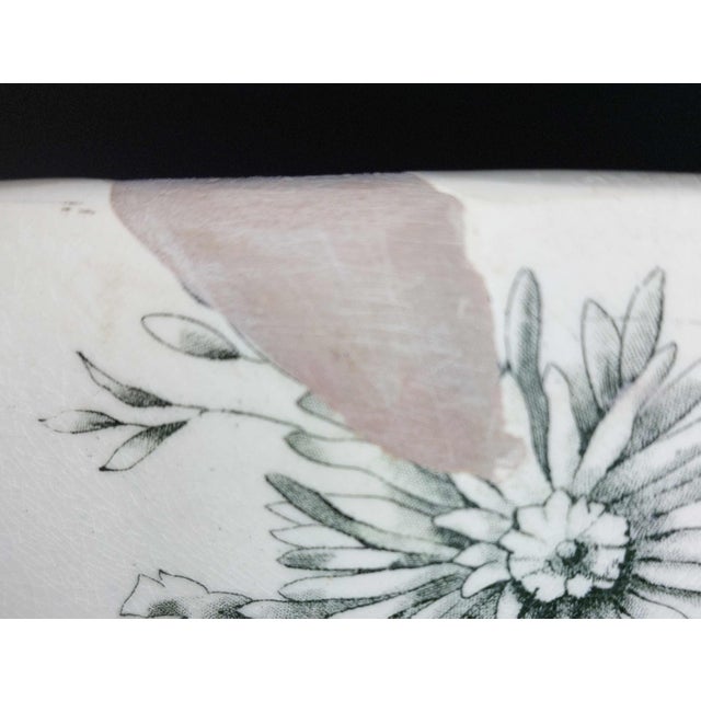 Olive 1880s Ridgways Autumn Olive Green Transferware Earthenware Wash Basin Aesthetic For Sale - Image 8 of 10