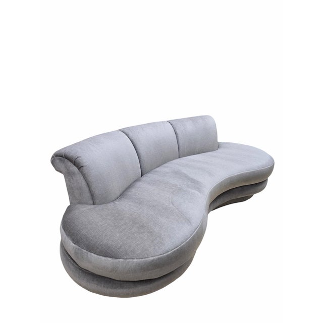 Adrian Pearsall MCM Attributed to Adrian Pearsall Kidney Shape Cloud Sofa Newly Reupholstered For Sale - Image 4 of 12