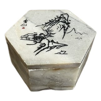 Vintage Chinese Stone Trinket Box For Sale
