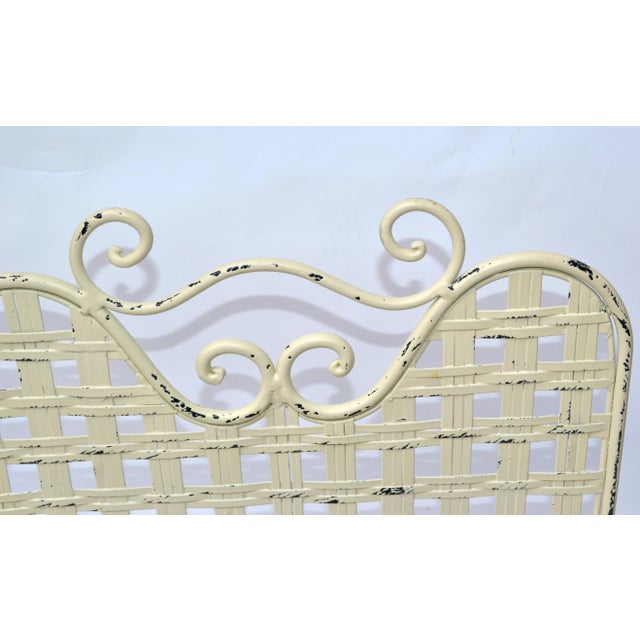 Metal 1970s Wrought Iron & Handwoven Iron Magazine Stand Champagne Shabby Chic Finish For Sale - Image 7 of 13