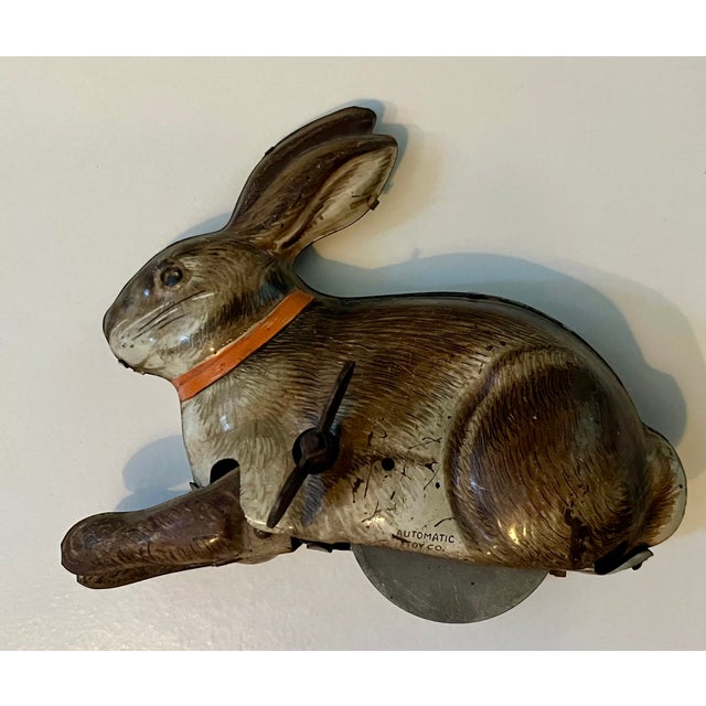 Lithographed Tinplate Clockwork Bunny Rabbit or Hare by the Automatic Toy Co. Staten Island, New York Circa 1930 For Sale - Image 13 of 18