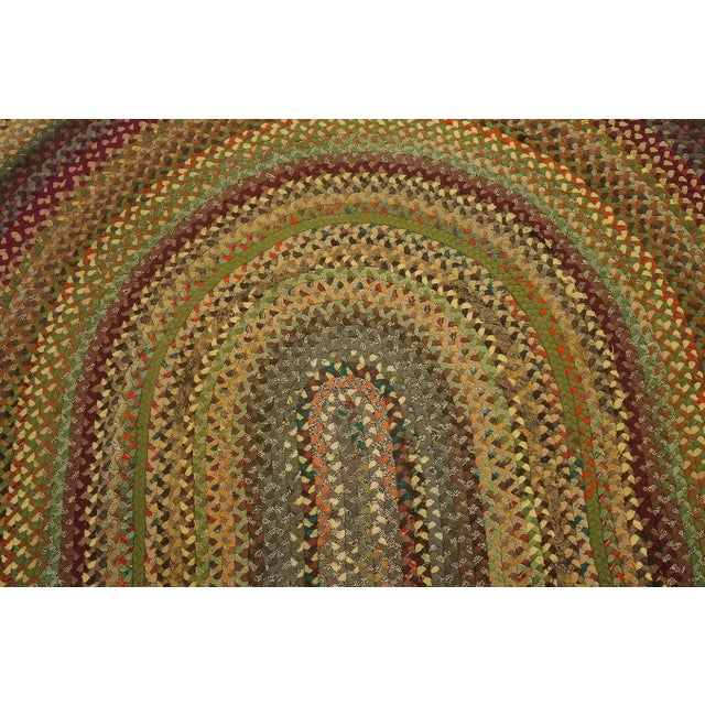 Durable Multicolor and Oval Geometric Design Vintage American Braided Rug For Sale - Image 4 of 9