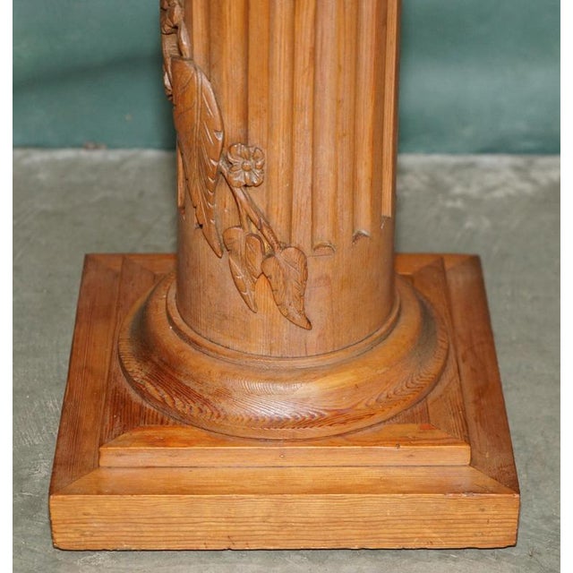 Wood Antique English Carved Oak Vine Pedestal For Sale - Image 7 of 14