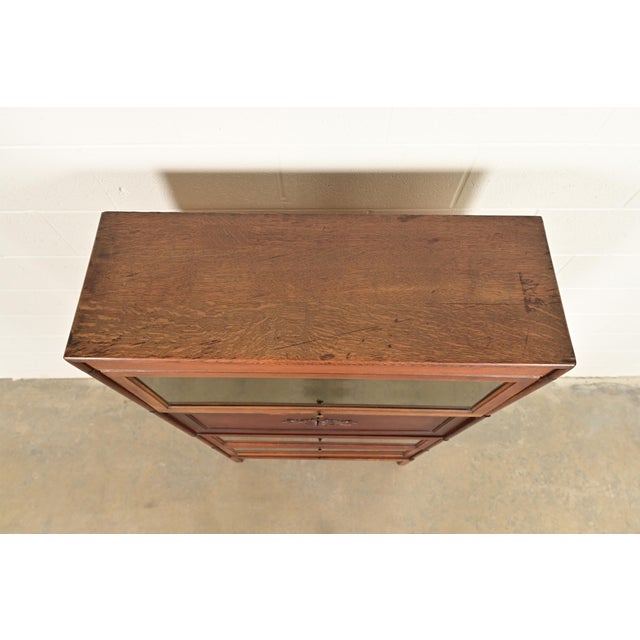 Brown Antique Mission Oak Arts & Crafts Barrister Bookcase With Drop Front Secretary Desk by Gunn, Circa 1920s For Sale - Image 8 of 14