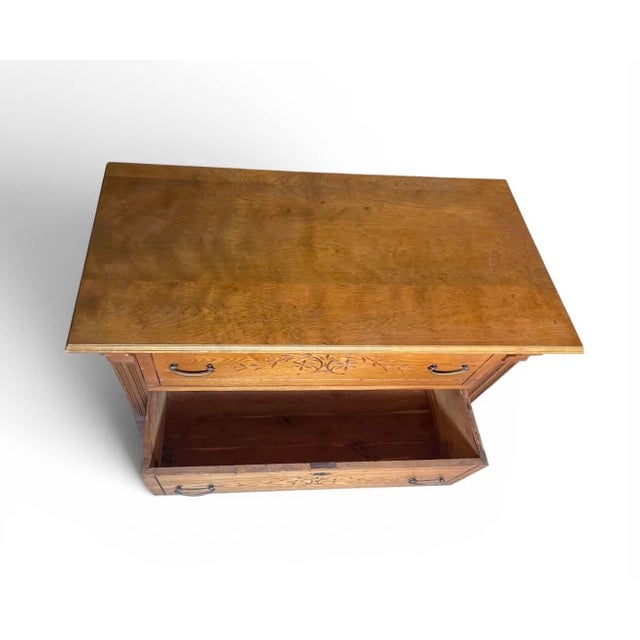 Late 19th Century Vintage Victorian Oak and Cedar Eastlake Quilt Chest C. 19th Century For Sale - Image 5 of 7