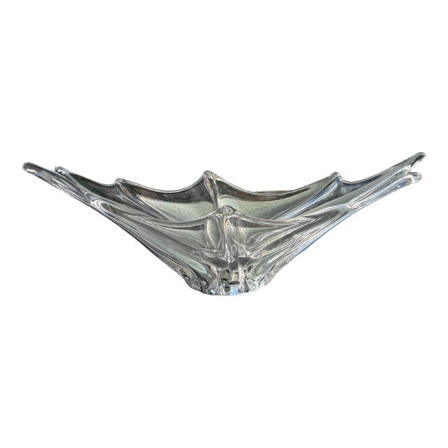 Vintage Extra Large Signed Daum France Crystal Sculptural Freeform Centerpiece Bowl For Sale