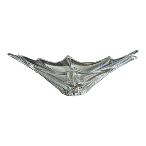 Vintage Extra Large Signed Daum France Crystal Sculptural Freeform Centerpiece Bowl