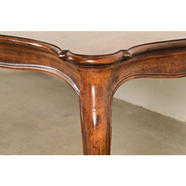 Henredon French Provincial Louis XV Carved Walnut Extension Dining Table With Parquet Top For Sale - Image 11 of 15