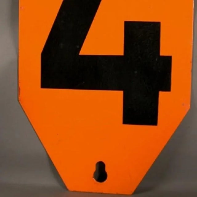 Vintage Enameled Metal Sign Number 4, 1950s For Sale - Image 3 of 4