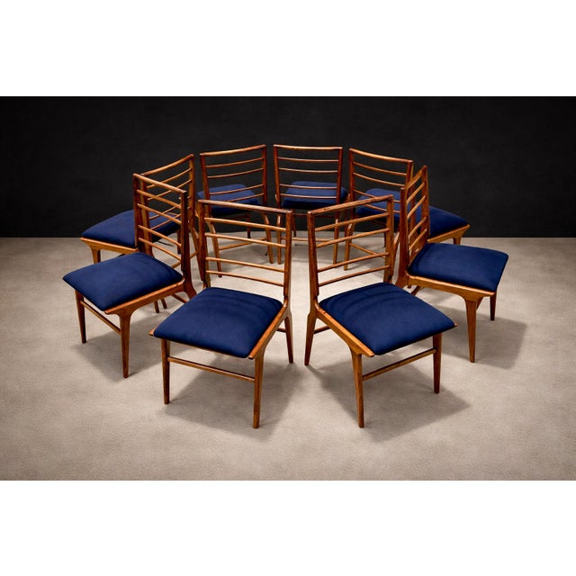 Set of Eight Dining Chairs in Caviuna Wood & Fabric, Giuseppe Scapinelli, 1950s - Lot 685 For Sale In New York - Image 6 of 14