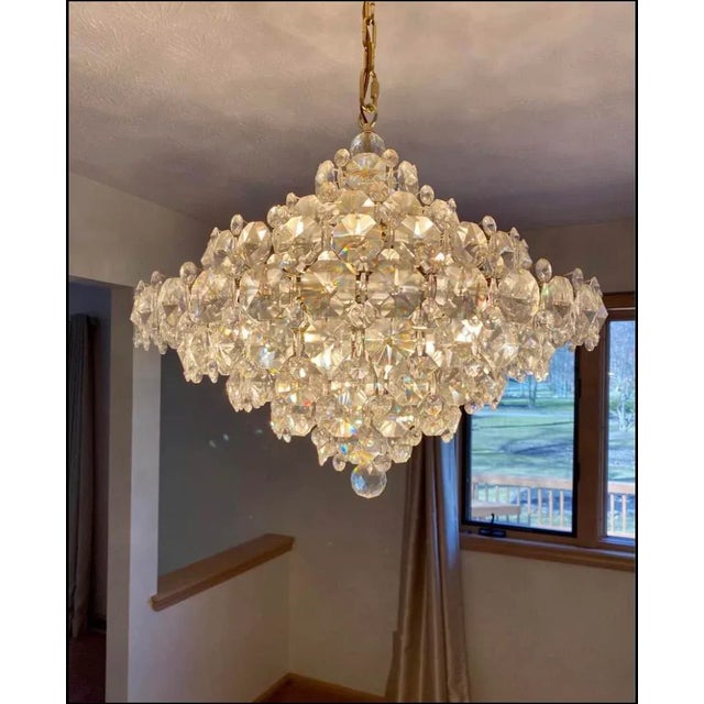 Louis Poulsen French Mid Century Schonbek Baronet Crystal Chandelier For Sale - Image 4 of 11