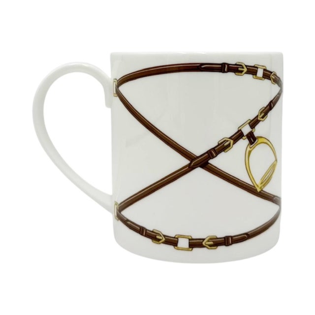 Ralph Lauren Pair Ralph Lauren Bromley Equestrian Horsebit Bone China Mugs Stirrup Polo Cup Set For Sale - Image 4 of 12