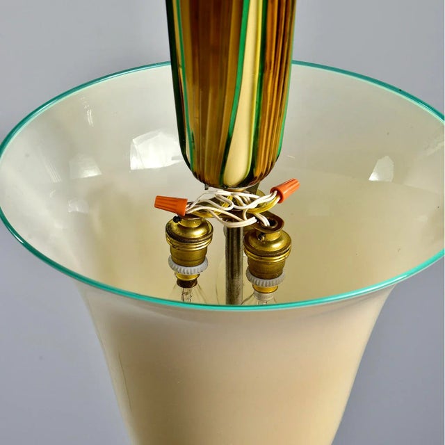 Glass Vintage Venini Murano Glass Pendant Light Fixture For Sale - Image 7 of 9