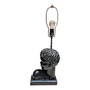 1950s Modernism African Head Table Lamp in Gesso