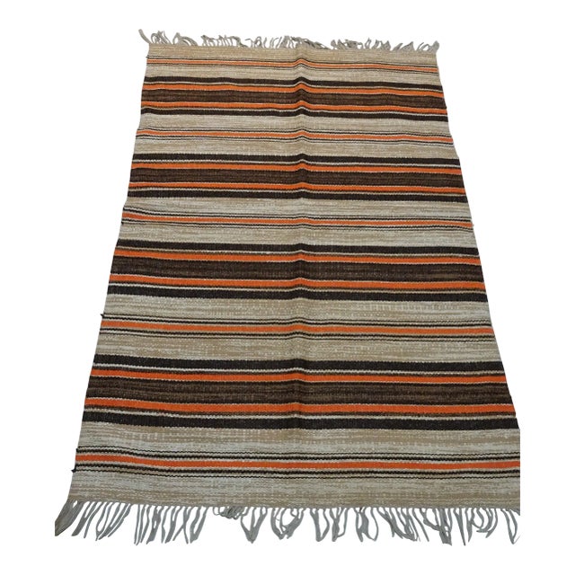 Rag Rug Swedish Mid Century Vinyl For Sale