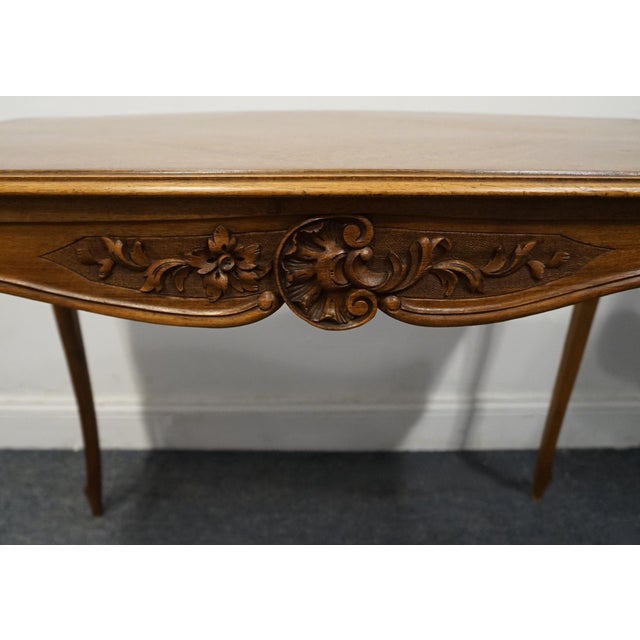 Early 20th Century Vintage Antique Banded Bookmatched Walnut French Provincial 39" Accent Entryway Table For Sale - Image 5 of 8