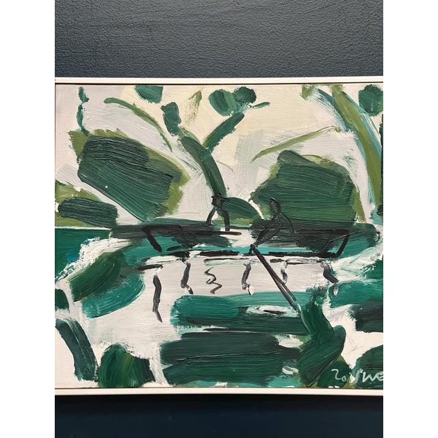 Bo Swenson, Rowboats in a Green Landscape, 2004, Oil Painting on Canvas, Framed For Sale - Image 4 of 18