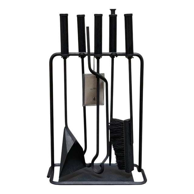 Vintage Italian Fireplace Set by Afra & Tobia Scarpa for Dimensione Fuoco, 1970s, Set of 6 For Sale