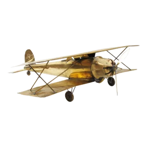 Large-Scale Brass Biplane World War I Airplane Aviation Model