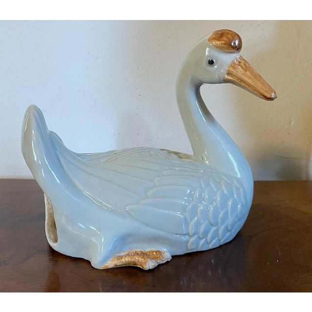 19th Century Antique 19th Century Chinese Export Porcelain Wall Pocket Vase in the Form of a Duck For Sale - Image 5 of 12