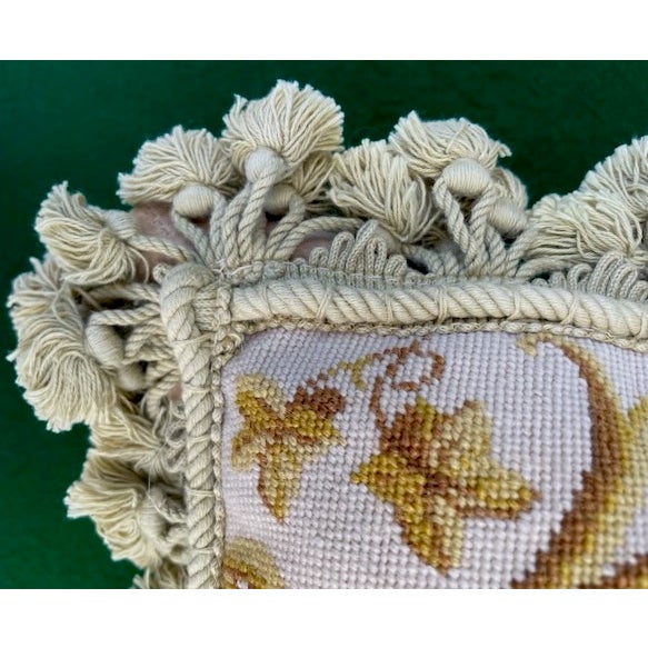 Late 20th Century Vintage Floral Arrangement Needlepoint Pillow For Sale - Image 5 of 11