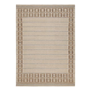 Rug & Kilim’s Scandinavian Style Rug in Beige-Brown With Geometric Patterns - 12x15 For Sale
