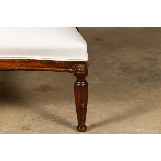 French Turn of the Century Ottoman with Giltwood Rosettes and Upholstery, 1900s For Sale - Image 12 of 12
