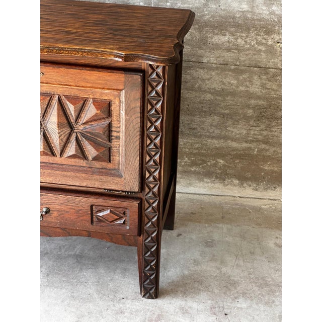 Small Carved Oak Storage Unit, 1930 For Sale - Image 4 of 18