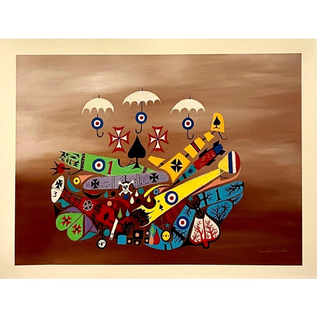 Jonathan Winters, Jonathan Winters Screenprint Canvas Painting Airplane Hollywood Hang Ups Pop Art, 1988 For Sale